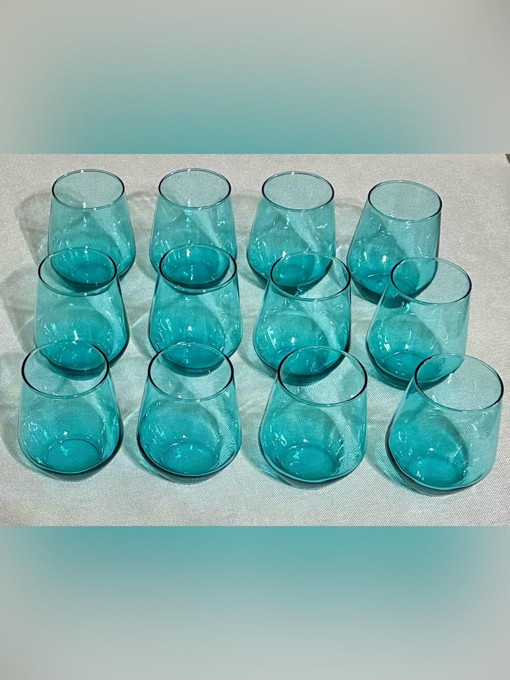 IKEA IVRIG Blue Stemless Wine Glasses 12 total (3 sets of 4 glasses)